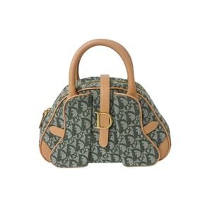 Christian Dior Trotter Double Saddle Bag Khaki Green Canvas